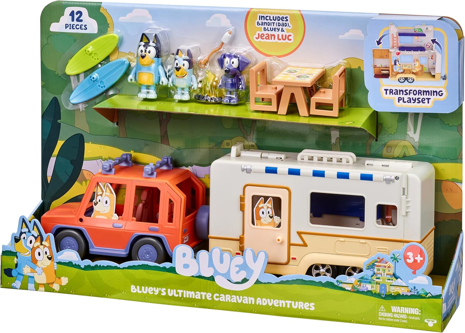 Ultimate Caravan Adventures - Caravan Playset and Three 2.5-3" Figures & 4WD Family Vehicle with 2 Surfboards, Multicolor (13096)