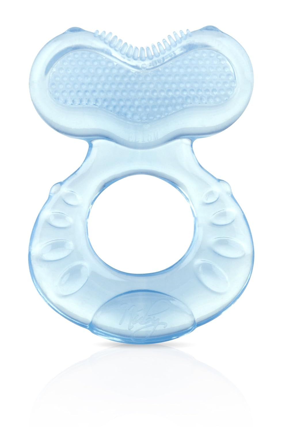 Silicone Teethe-Eez Teether with Bristles, Includes Hygienic Case, Blue