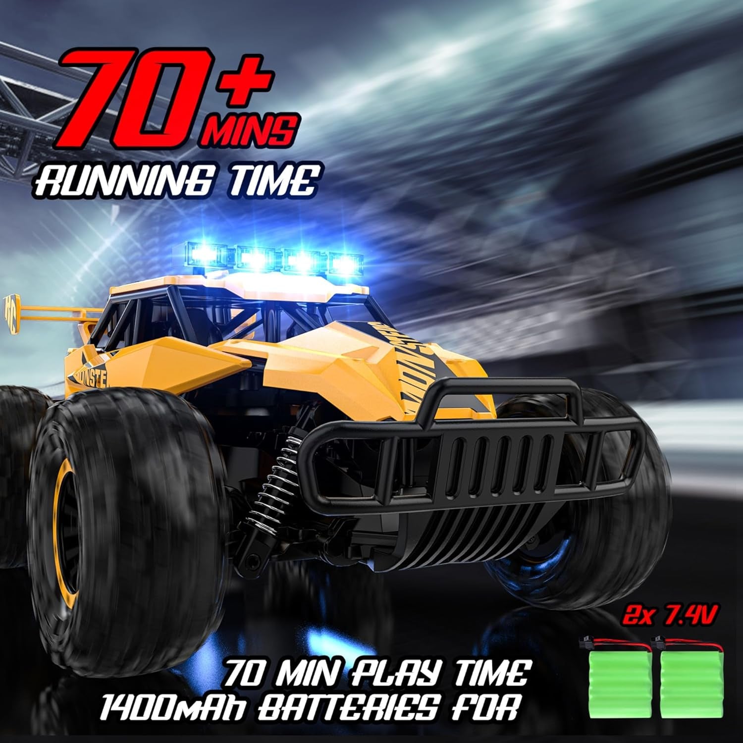 Remote Control Car for Boys, RC Cars, 1:12 Monster RC Truck off Road with LED Headlight and Rechargeable Battery Gifts for Adults Boys 8-12