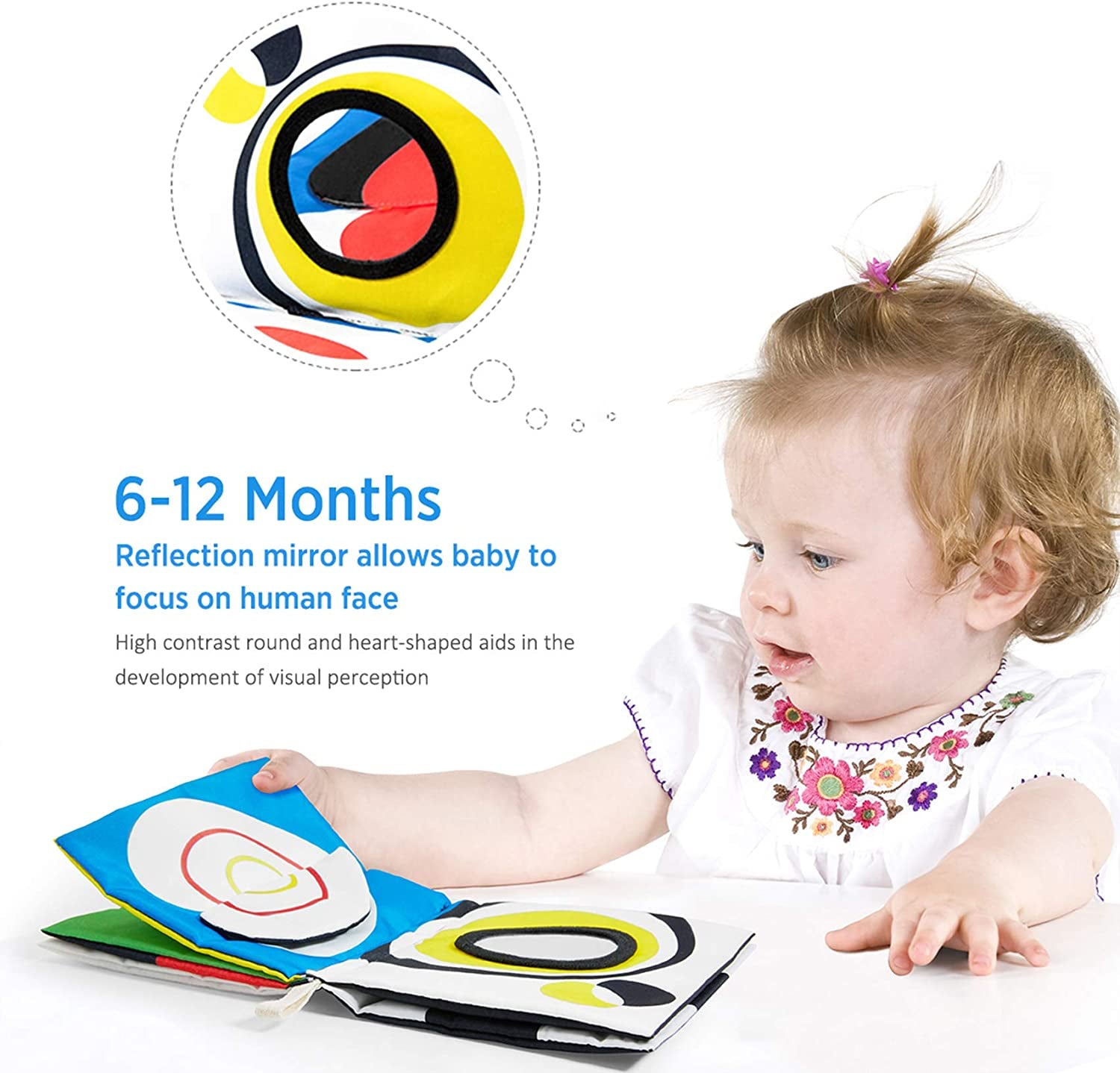 High Contrast Black and White Baby Book - Touch and Feel Crinkle Sensory Toy - Visual Stimulation Interactive Montessori Toys for 0-12 Months Infant Newborn - Baby Gift for Boys Girls