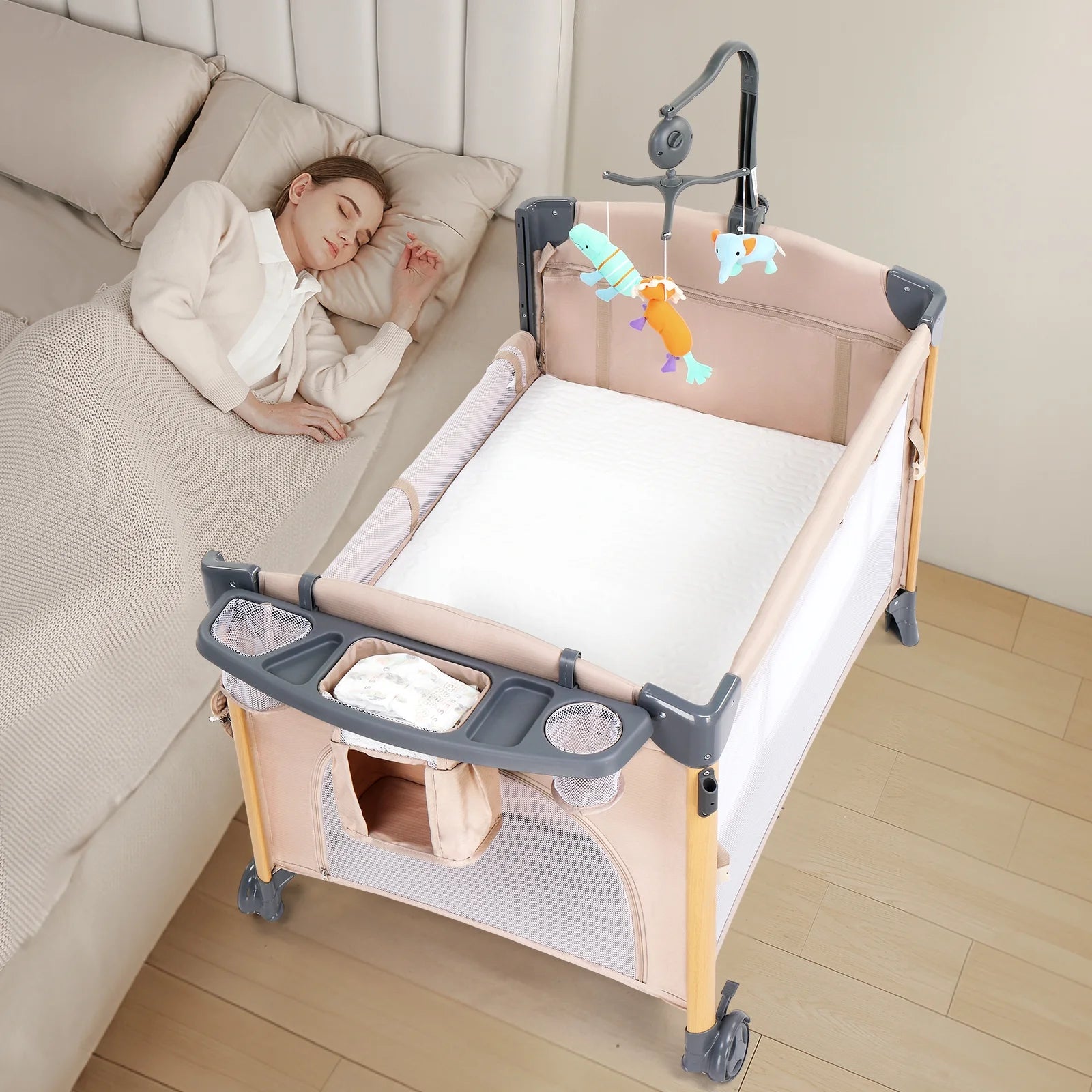 All in One Nursery Center, Bassinet with Changing Table, Mattress, Sheet, Unisex Infant