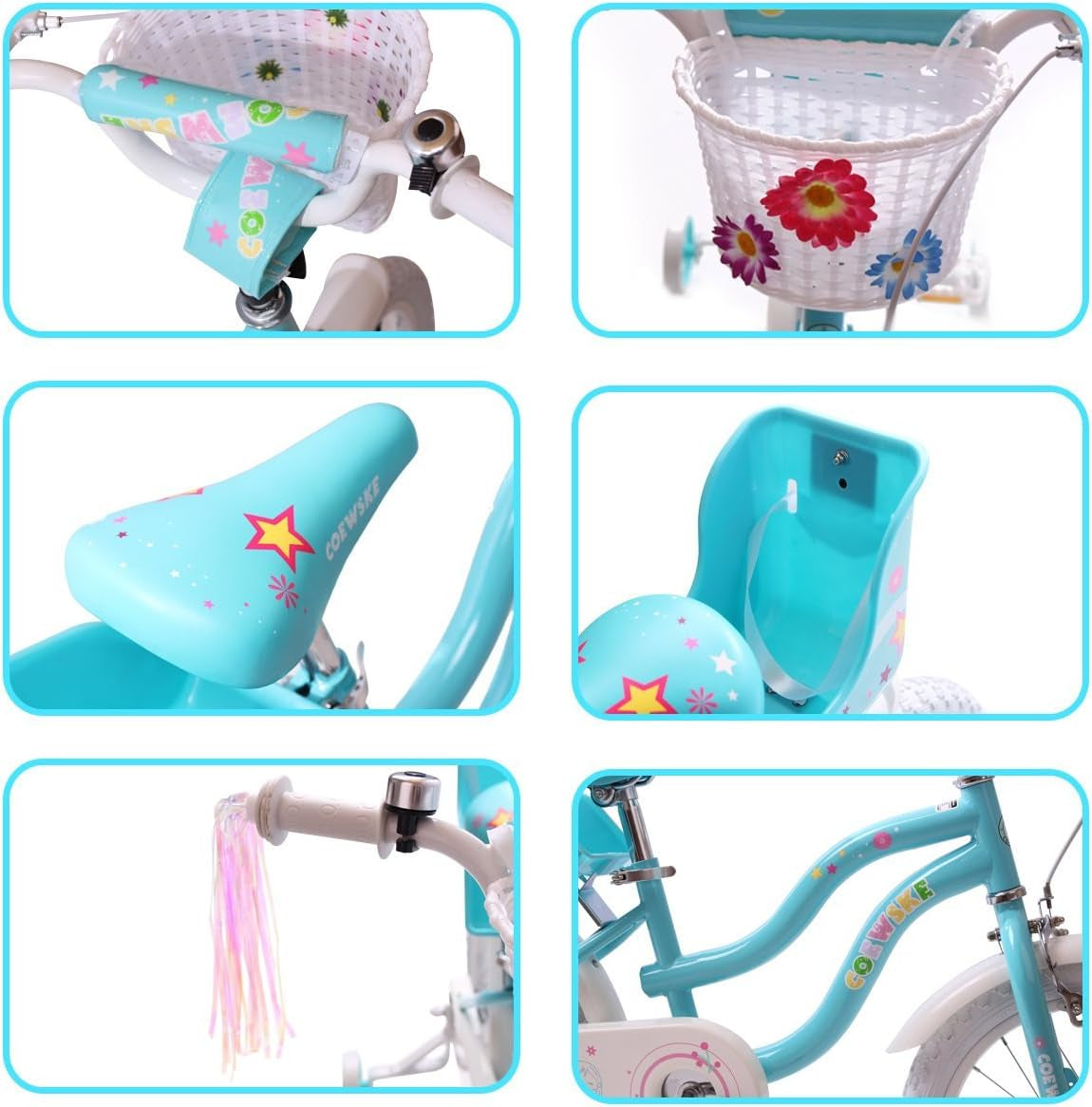 Kid'S Bike Steel Frame Children Bicycle Little Princess Style 12-14-16-18-20 Inch with Training Wheel