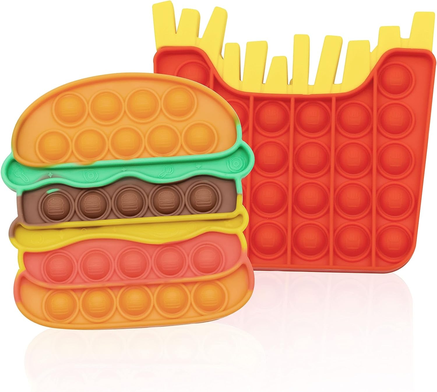 KITTIUS Push Pop Fidget Toys,Figit Sensory Toys,Push Pop Bubble Fidget Sensory Toy for Kids and Adults (Burger + Fries)