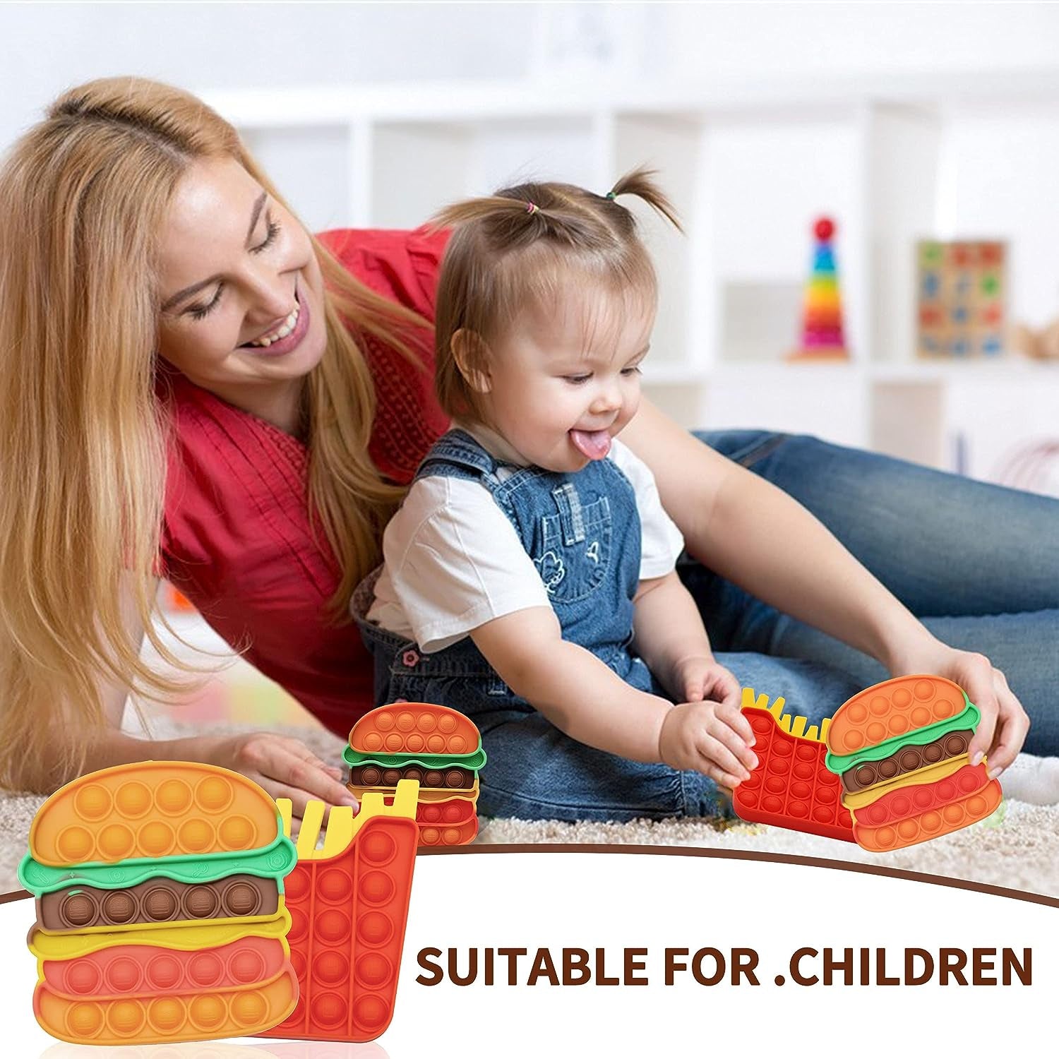 KITTIUS Push Pop Fidget Toys，Figit Sensory Toys,Push Pop Bubble Fidget Sensory Toy for Kids and Adults (Burger + Fries)