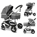 3-In-1 Convertible Baby Stroller with Big Seat and Adjustable Canopy, 24 Pound, Dark Grey