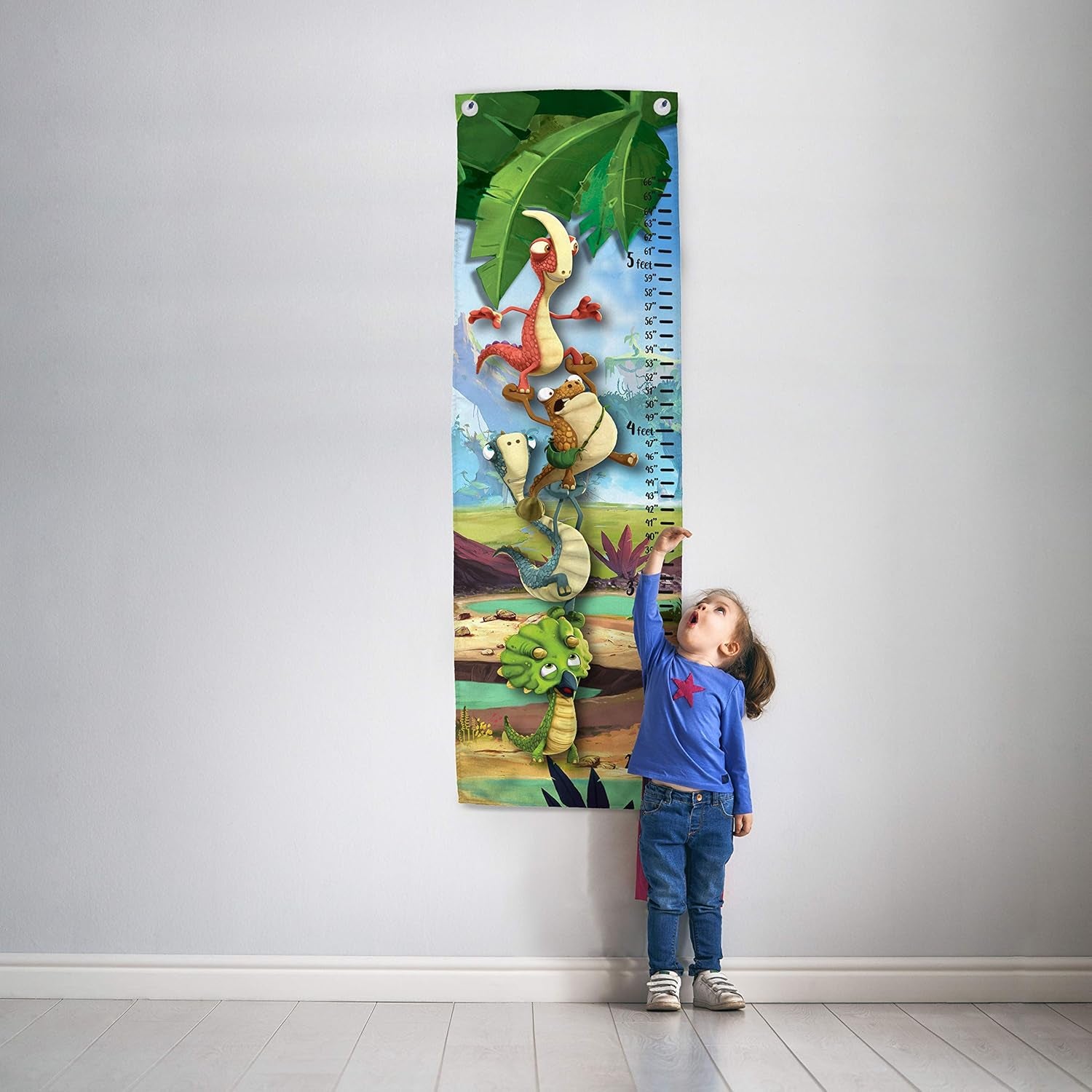 Gigantosaurus Giganto Pals Growth Chart – Kids Removable Wall Décor Features Dinosaur Rocky, Bill, Tiny, & Mazu (Official Gigantosaurus Product)