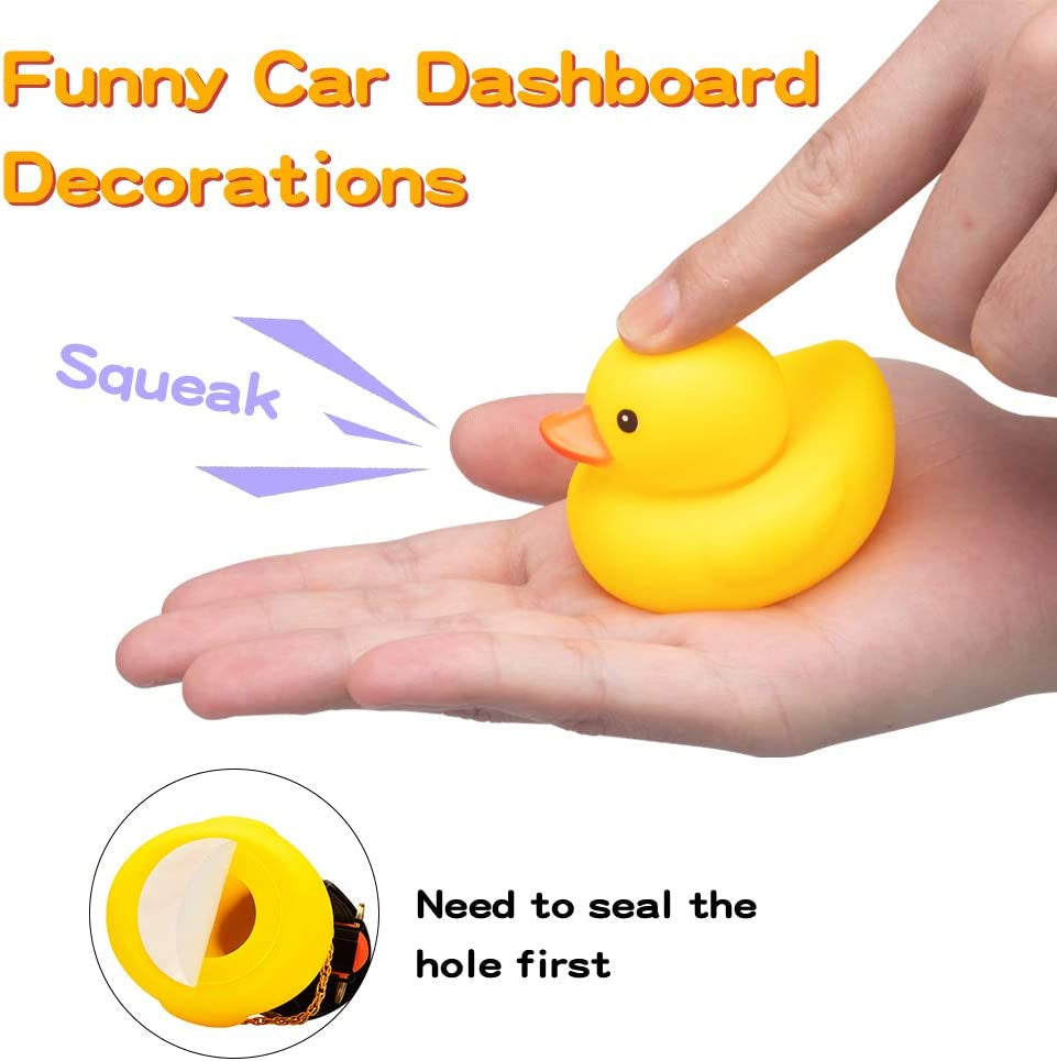 Rubber Duck Car Ornaments - Yellow Duck Car Dashboard Decorations with Cool Glasses and Propeller Helmet (Brilliant Red-Yellow)