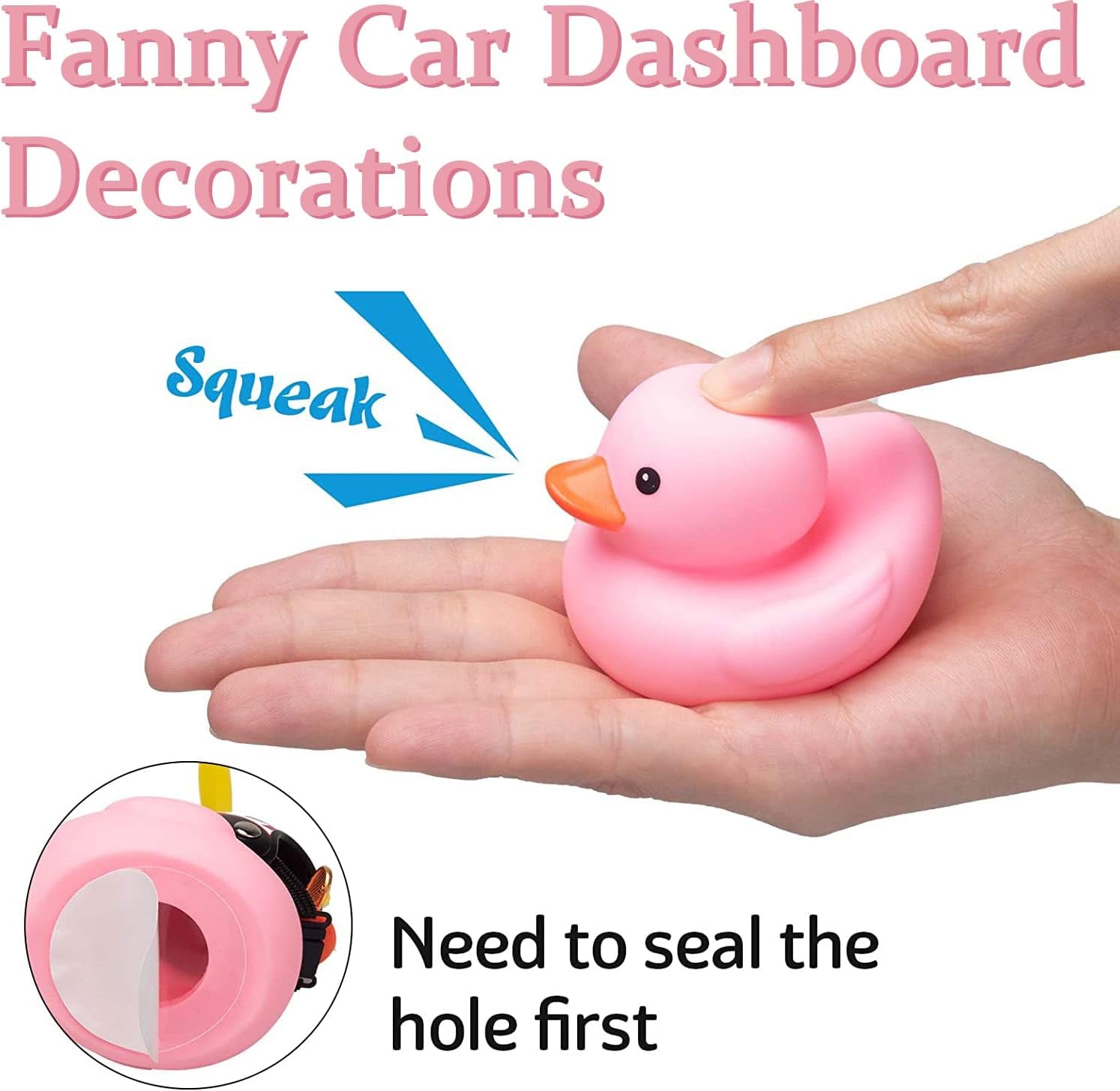 Pink Duck Car Dashboard Decorations Rubber Duck Car Ornaments Cool Duck with Propeller Helmet Sunglasses Gold Chain