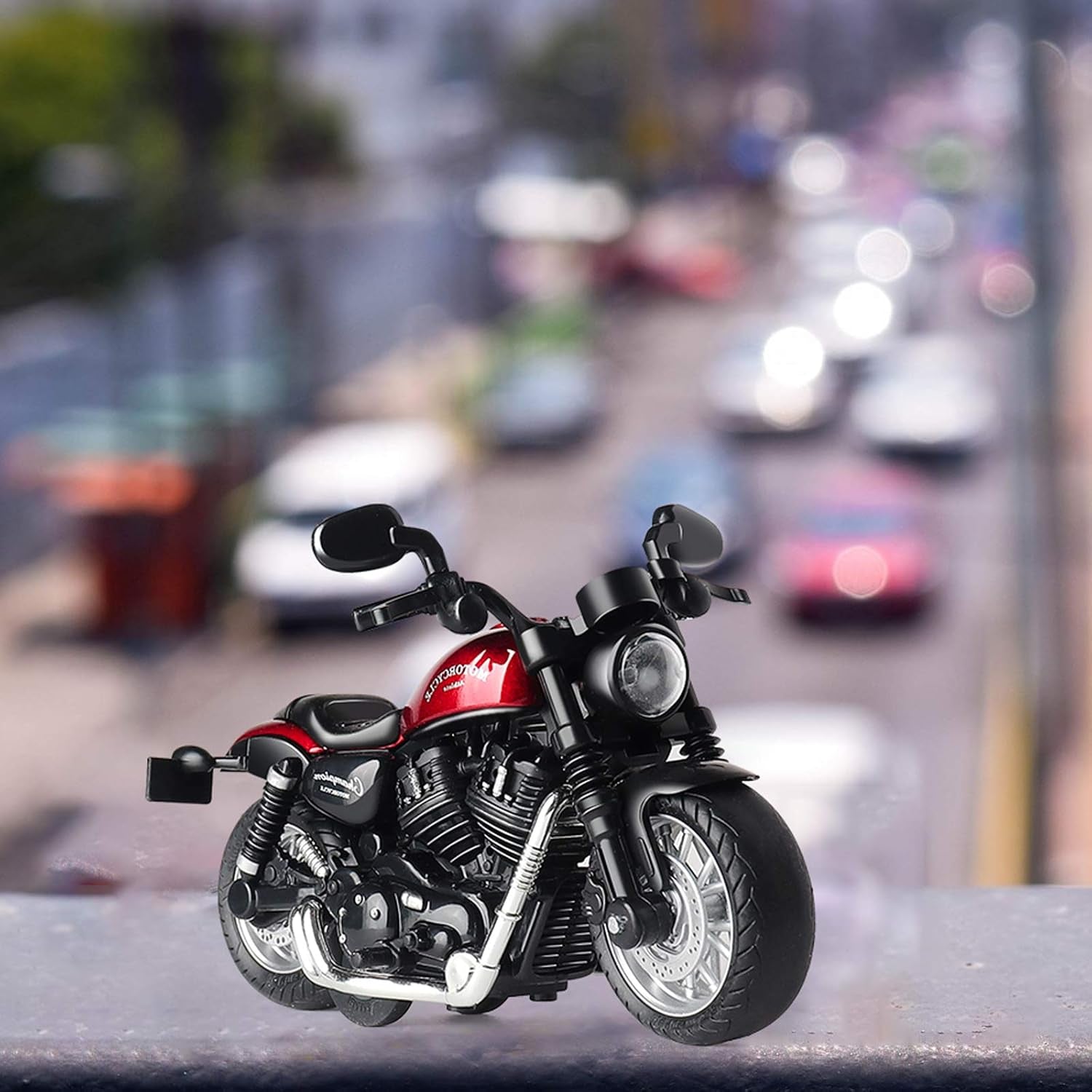 Mini Toy Motorcycle - Pull Back Toy Cars with Sound and Light Toy,Toy Motorcycles for Toddlers,Motorcycle Toys for Boys Age 3-9 (Red)
